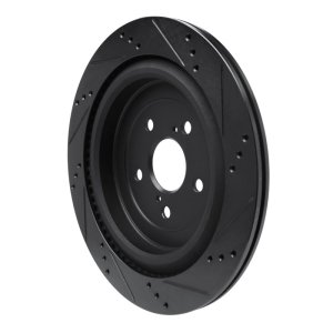 Lexus RX350 Brake Rotor (1) - Rear Left - R1 Concepts - Drilled & Slotted - Black - `16-`22